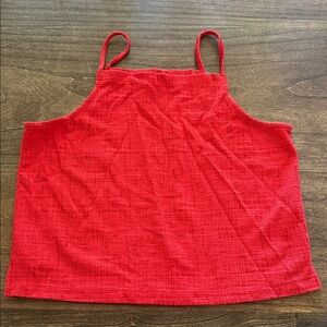 Madewell Bright Red Textured Square-Neck Cami